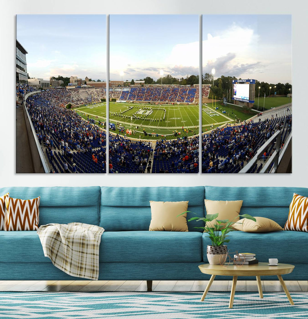 The Duke University Blue Devils Football Team Print - Durham Wallace Wade Stadium Wall Art Canvas Print