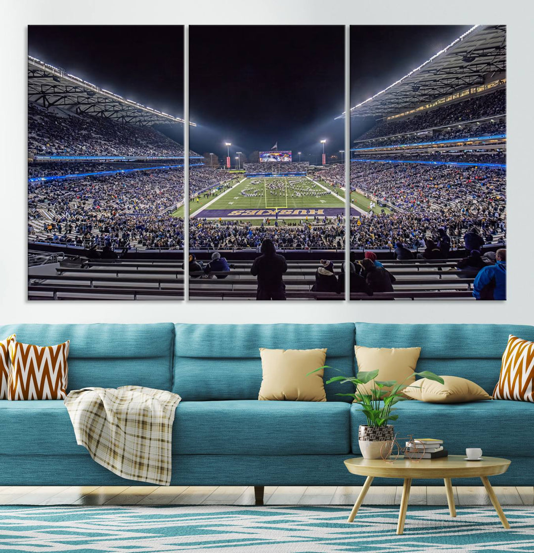 The University of Washington Huskies Football Team Print - Seattle Husky Stadium Wall Art Canvas Print