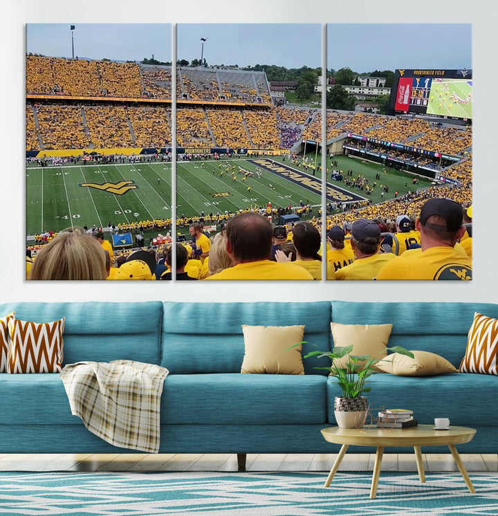 West Virginia University Mountaineers Football Team Print - Milan Puskar Stadium Canvas Print Wall Art, Morgantown Print