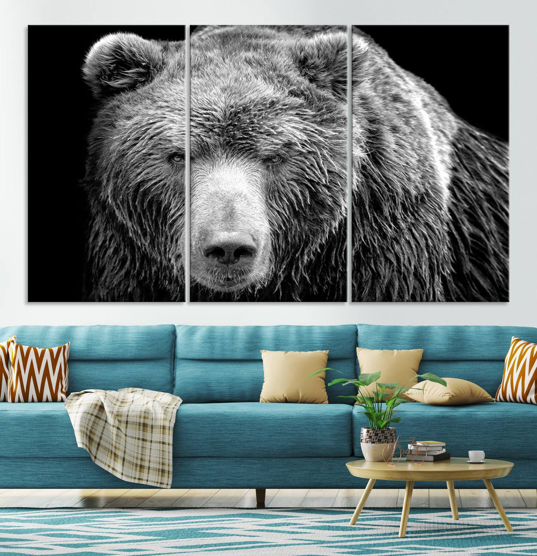 Grizzly Bear Canvas Print | Ready to Hang Wall Art | Rustic Farmhouse & Cabin Decor | Wildlife Artwork