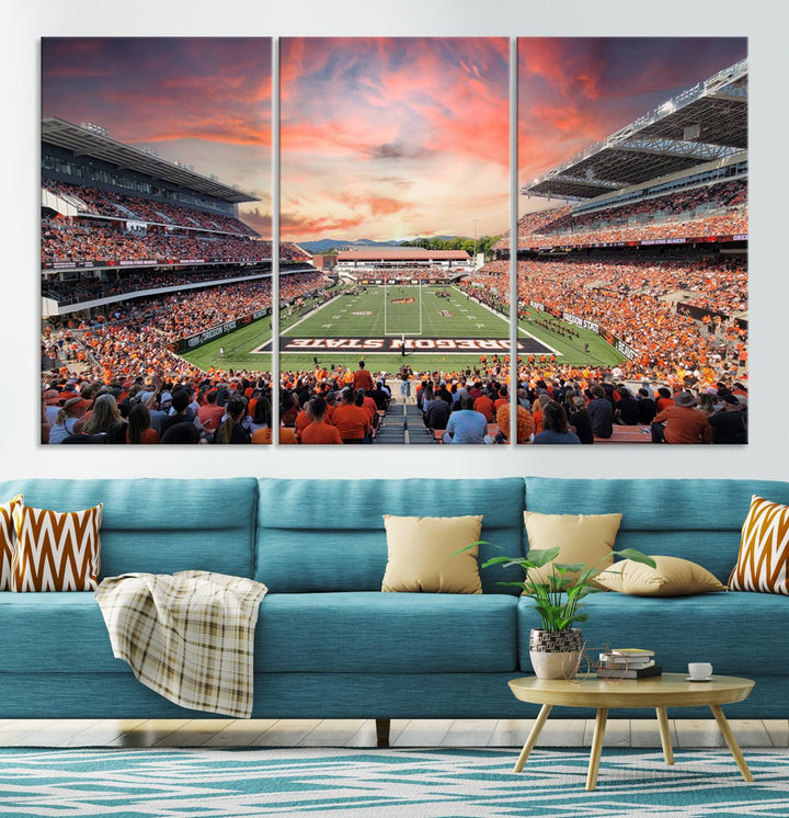 Oregon State Beavers Football Team Print - Corvallis Reser Stadium Wall Art Canvas Print