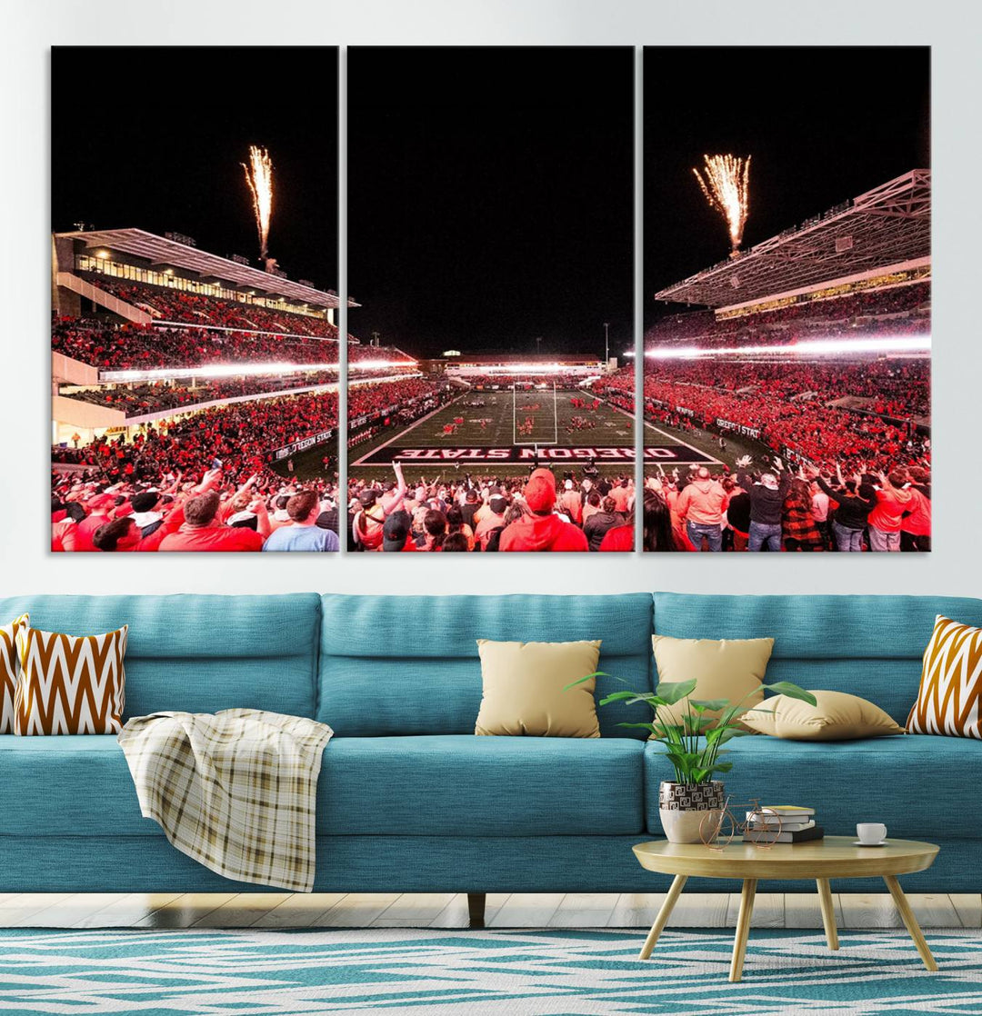 Oregon State Beavers Football Team Print - Corvallis Reser Stadium Wall Art Canvas Print