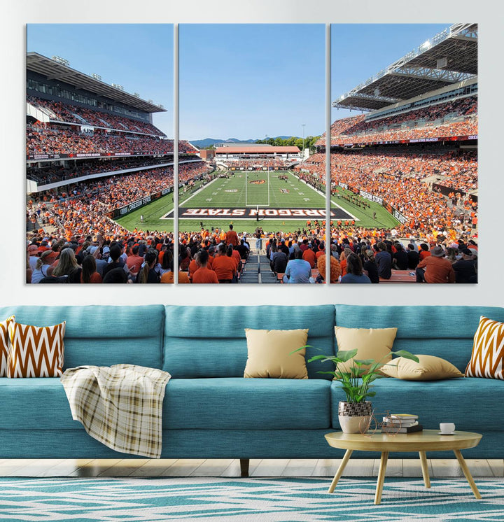 Oregon State Beavers Football Team Print - Corvallis Reser Stadium Wall Art Canvas Print