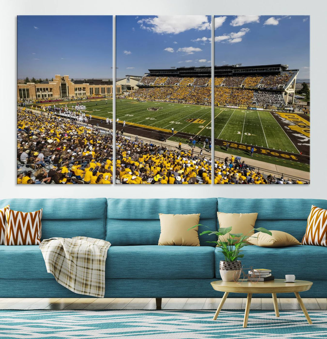 University of Wyoming Cowboys Football Team Print - Laramie Jonah Field at War Memorial Stadium Wall Art Canvas Print