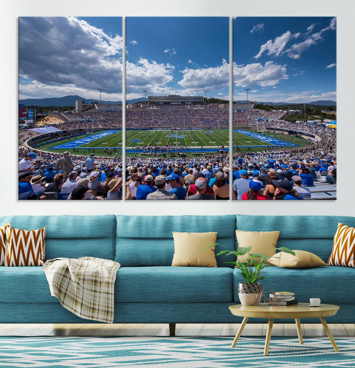 Air Force Falcons Football Team Print - Colorado Springs Falcon Stadium Wall Art Canvas Print