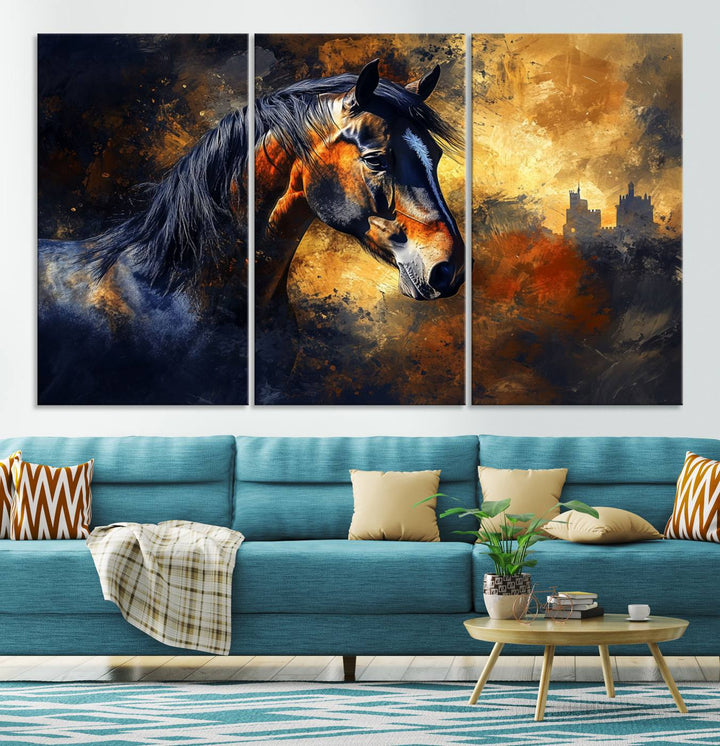 Abstract Horse Art Print - Abstract Canvas Wall Art | Perfect for Rustic Farmhouse, Modern, or Equestrian Wall Decor | Horse Lovers Home Decor