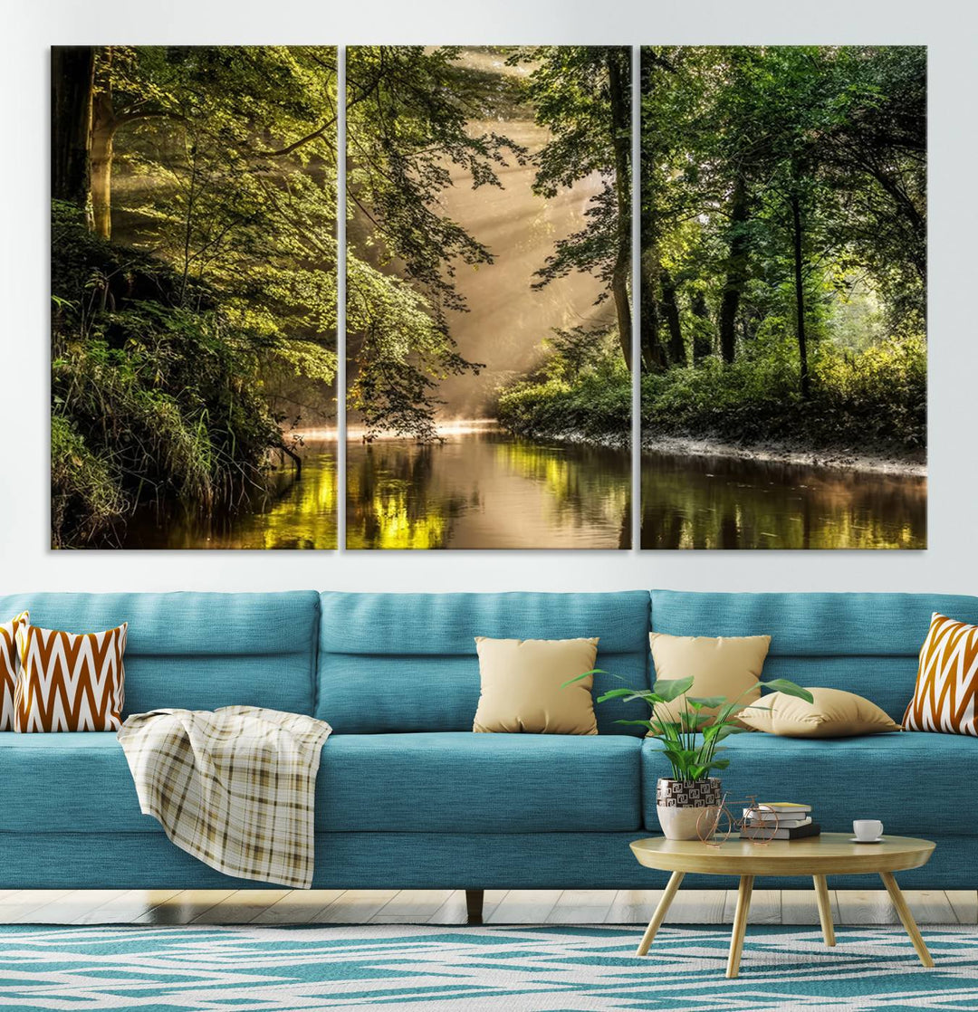 Forest River Landscape Wall Art | Ready to Hang Canvas Print | Perfect for Farmhouse Wall Decor, Cabin Wall Art, Nature-Inspired Home Décor