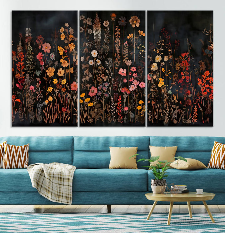 Large Floral Painting Print Illustration Flowers Canvas Wall Art Botanical Wall Decor Modern Wildflower Poster Unique Gift For Stylish Home