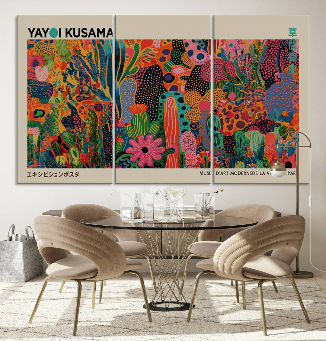 Framed Yayoi Kusama 1986 Wall Art Print adds contemporary style.