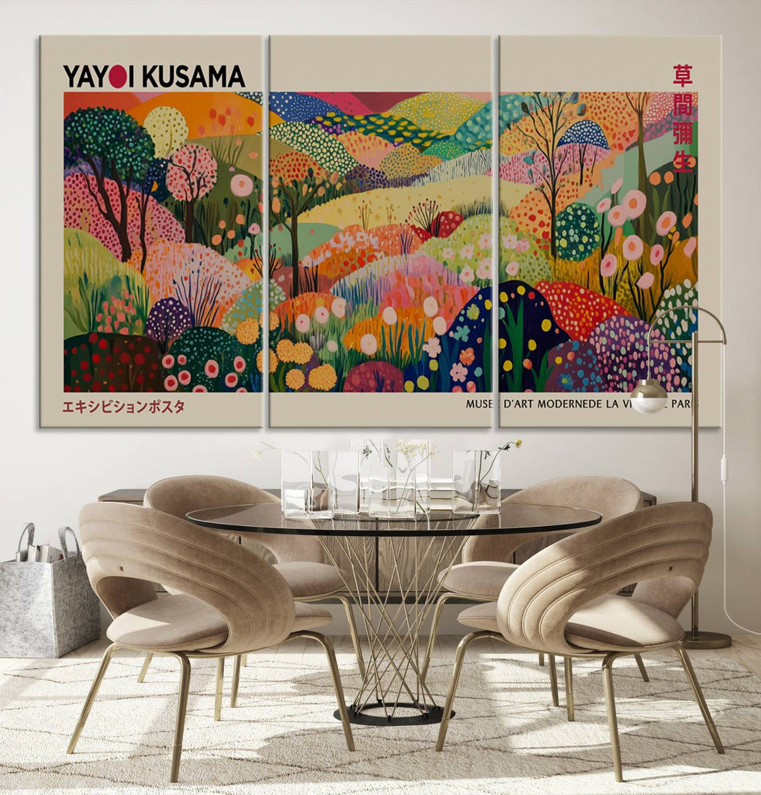 Framed Yayoi Kusama 1986 wall art print.