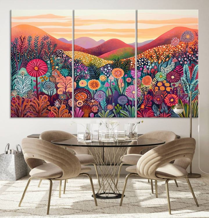 Yayoi Kusama 1986 Wall Art Print – Yayoi Kusama Wabi Sabi Japanese Wall Art Print - Vibrant Abstract Landscape Canvas