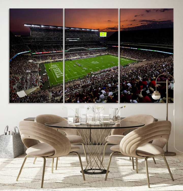 Texas A&M University Aggies Football Team Print - College Station Kyle Field Stadium Wall Art Canvas Print