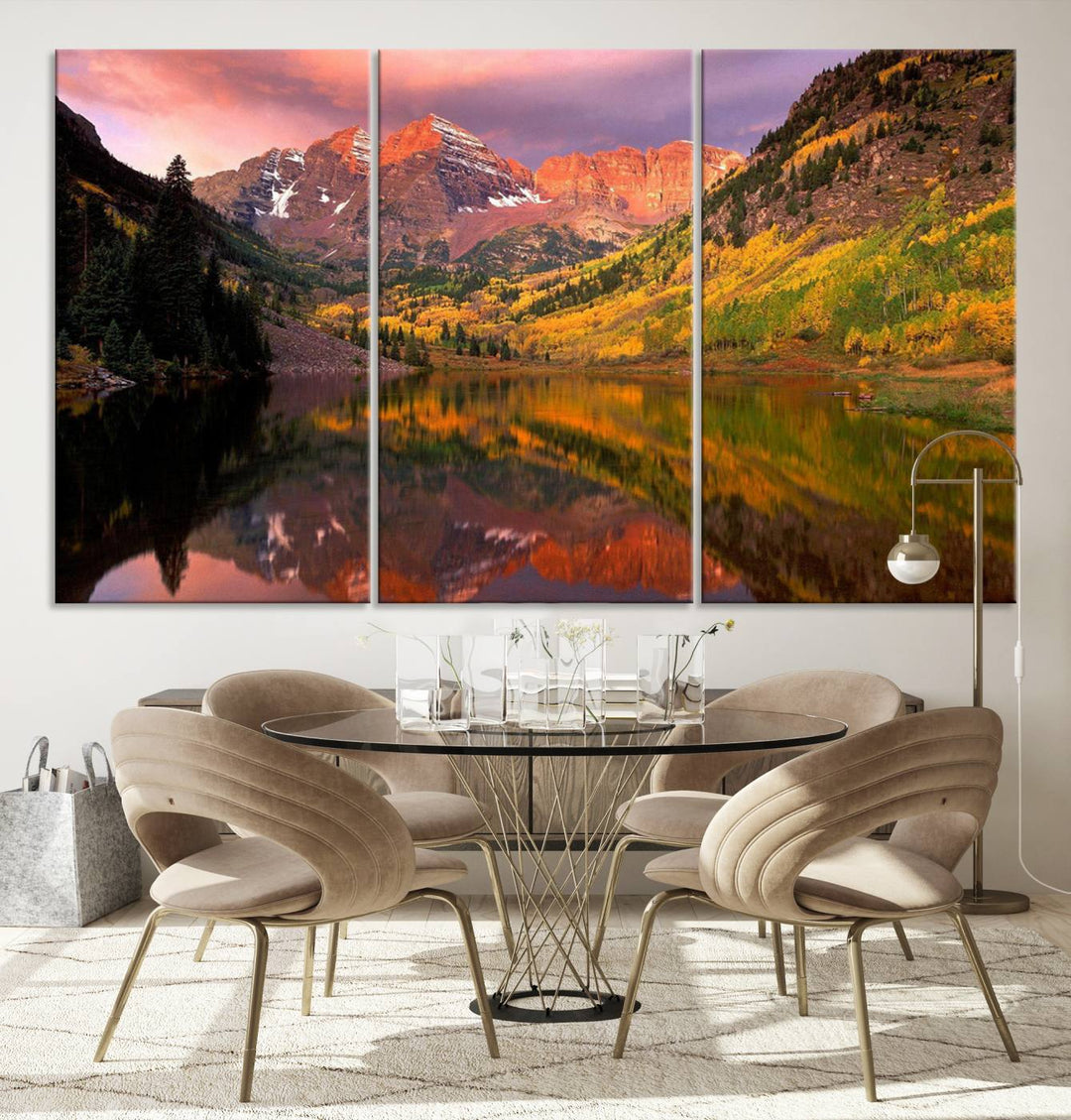 Colorado Rockies Mountain Sunset Wall Art | Ready to Hang and Framed | Scenic Nature Landscape Canvas Print