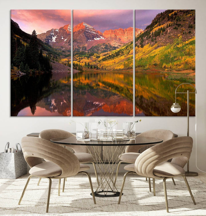 Colorado Rockies Mountain Sunset Wall Art | Ready to Hang and Framed | Scenic Nature Landscape Canvas Print