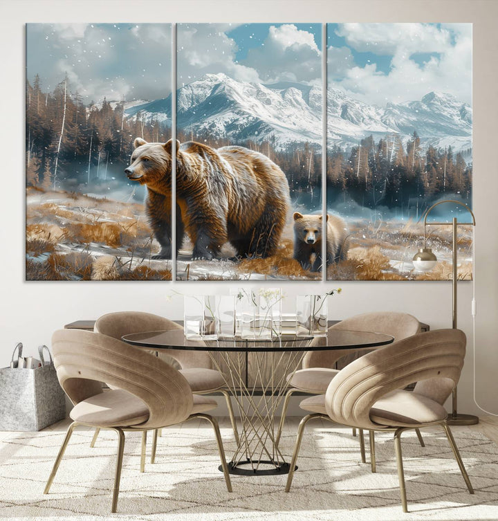 Bear and Baby Bear Wall Art Canvas Print is perfect nursery decor.