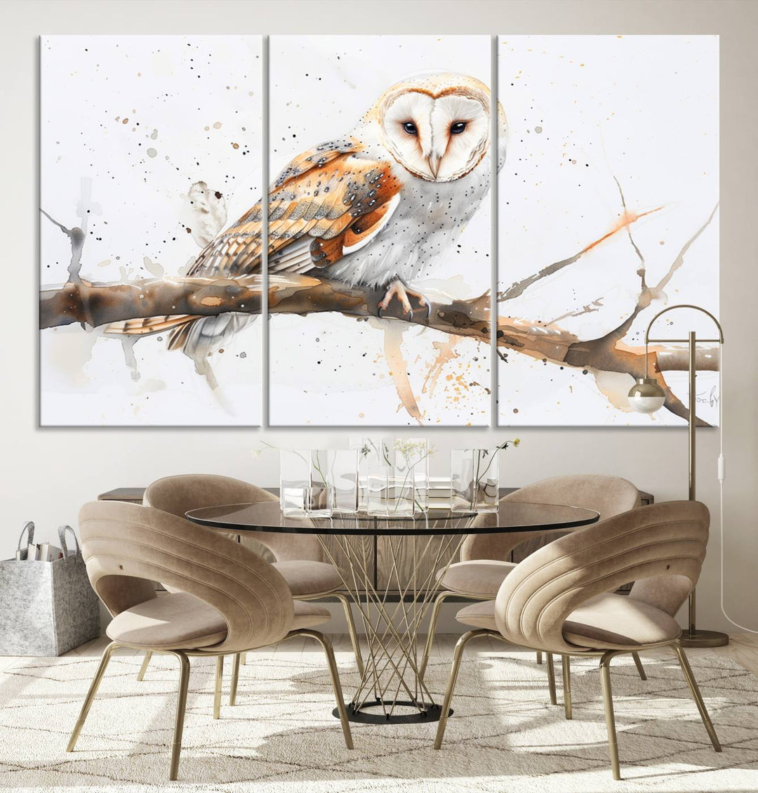 Nature enthusiasts will love the Barn Owl Wall Art on Branch, a stunning canvas print that is ready to hang and beautifully framed.