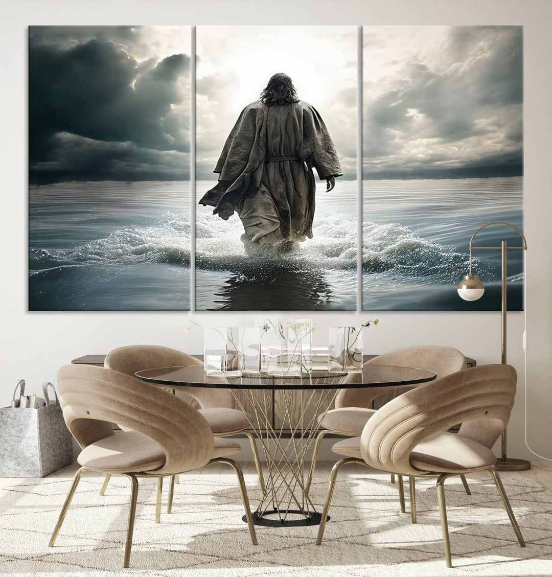 Jesus Walking on Water Wall Art | Canvas Print | Ready to Hang | Christian Home Decor | Spiritual Faith Wall Art | Inspirational Religious Wall Decor