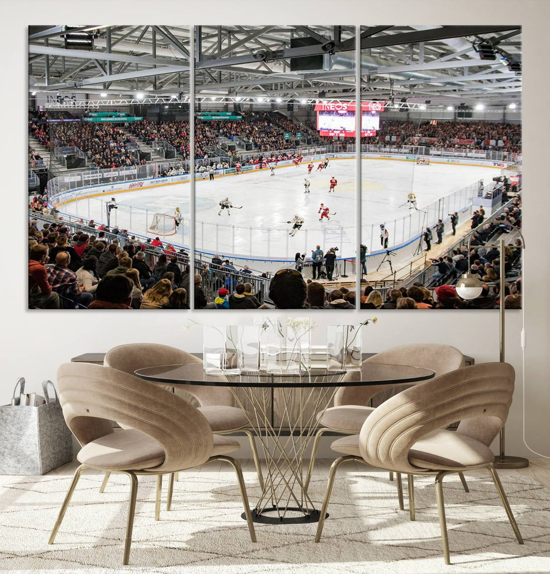 Lausanne Arena Ice Hockey Stadium Wall Art Canvas Print