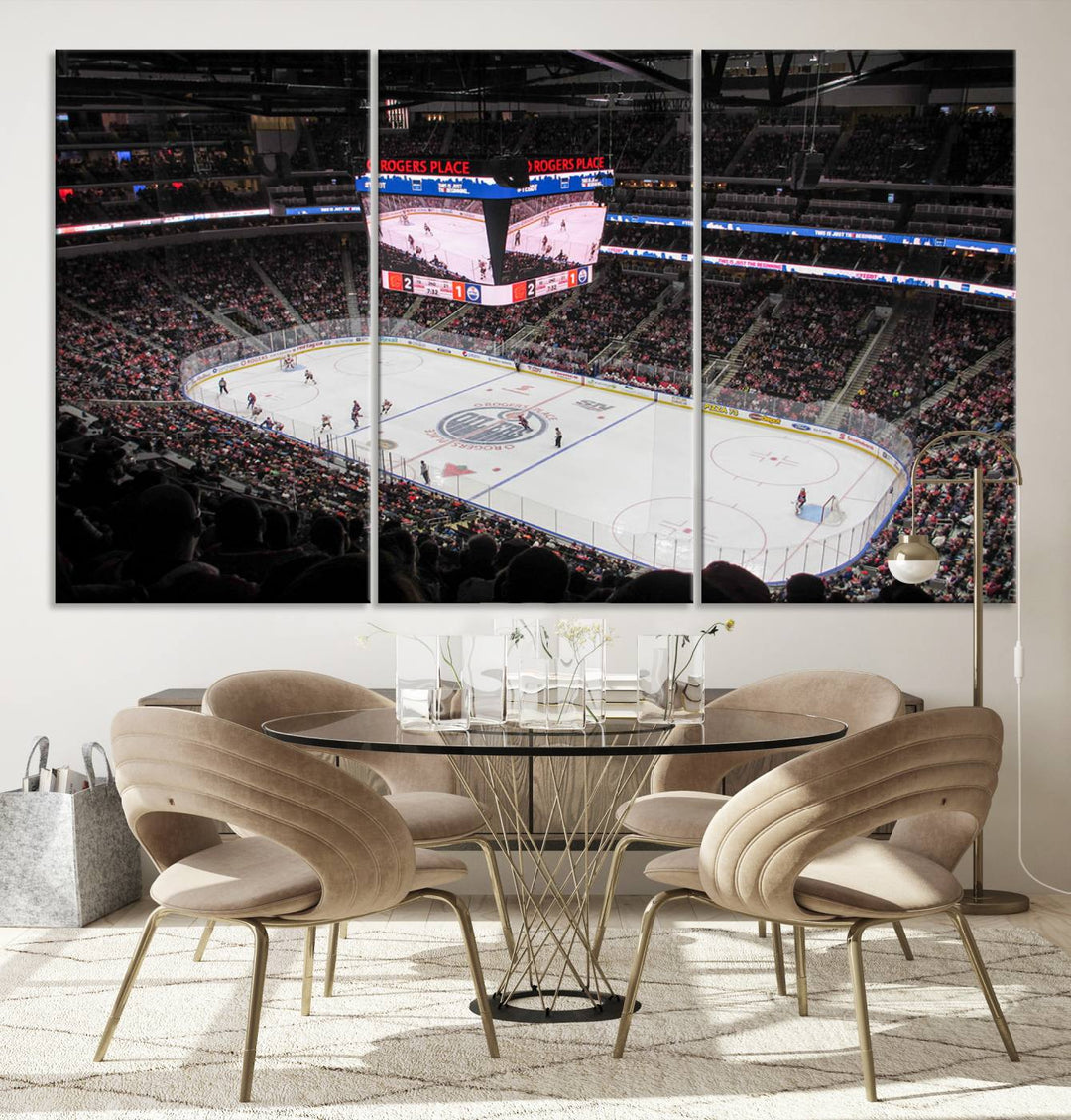 Rogers Place Edmonton Oilers Ice Hockey Stadium Wall Art Canvas Print