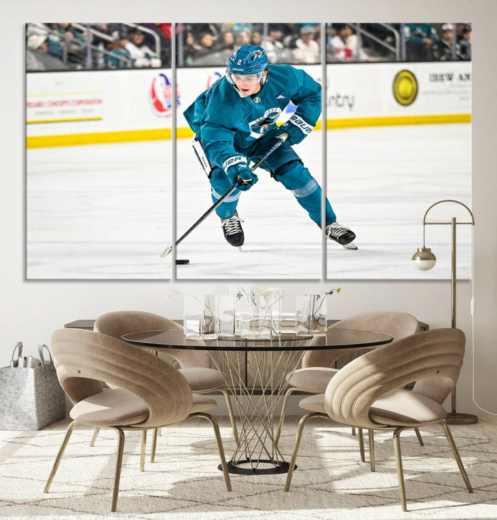 San Jose SharksIce Hockey Player Wall Art Canvas Print