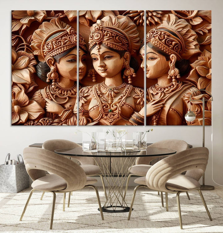 Indian Woman Statue Wall Art Canvas Print