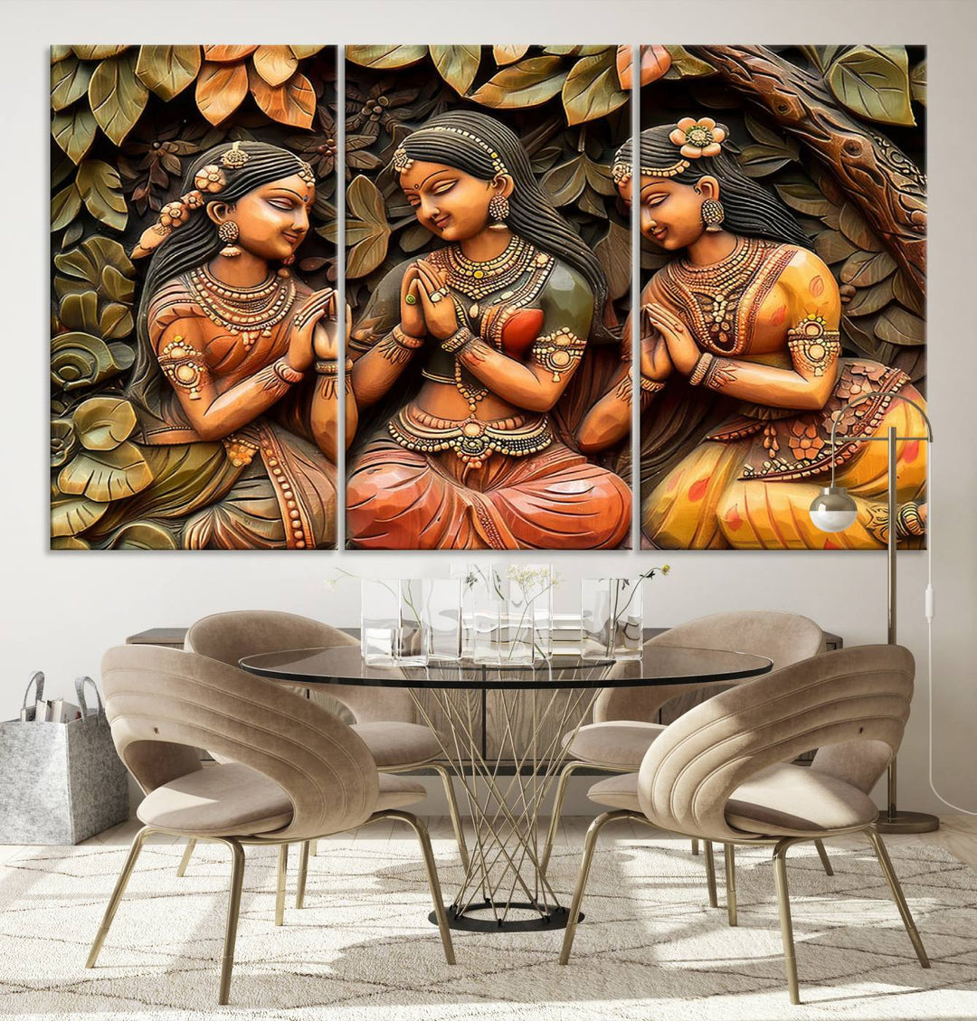 Indian Woman Statue Wall Art Canvas Print