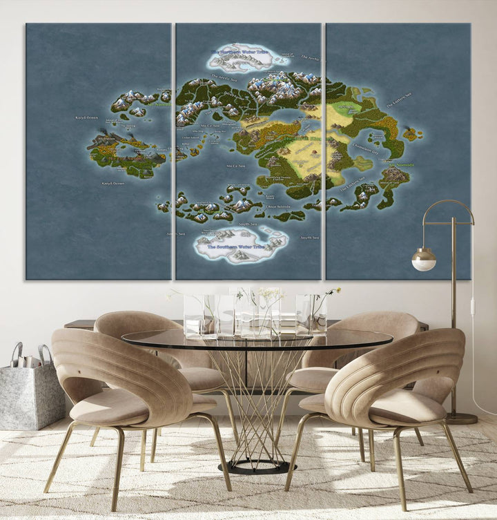 Last Air Bender Avatar World Map Wall Art Canvas Print