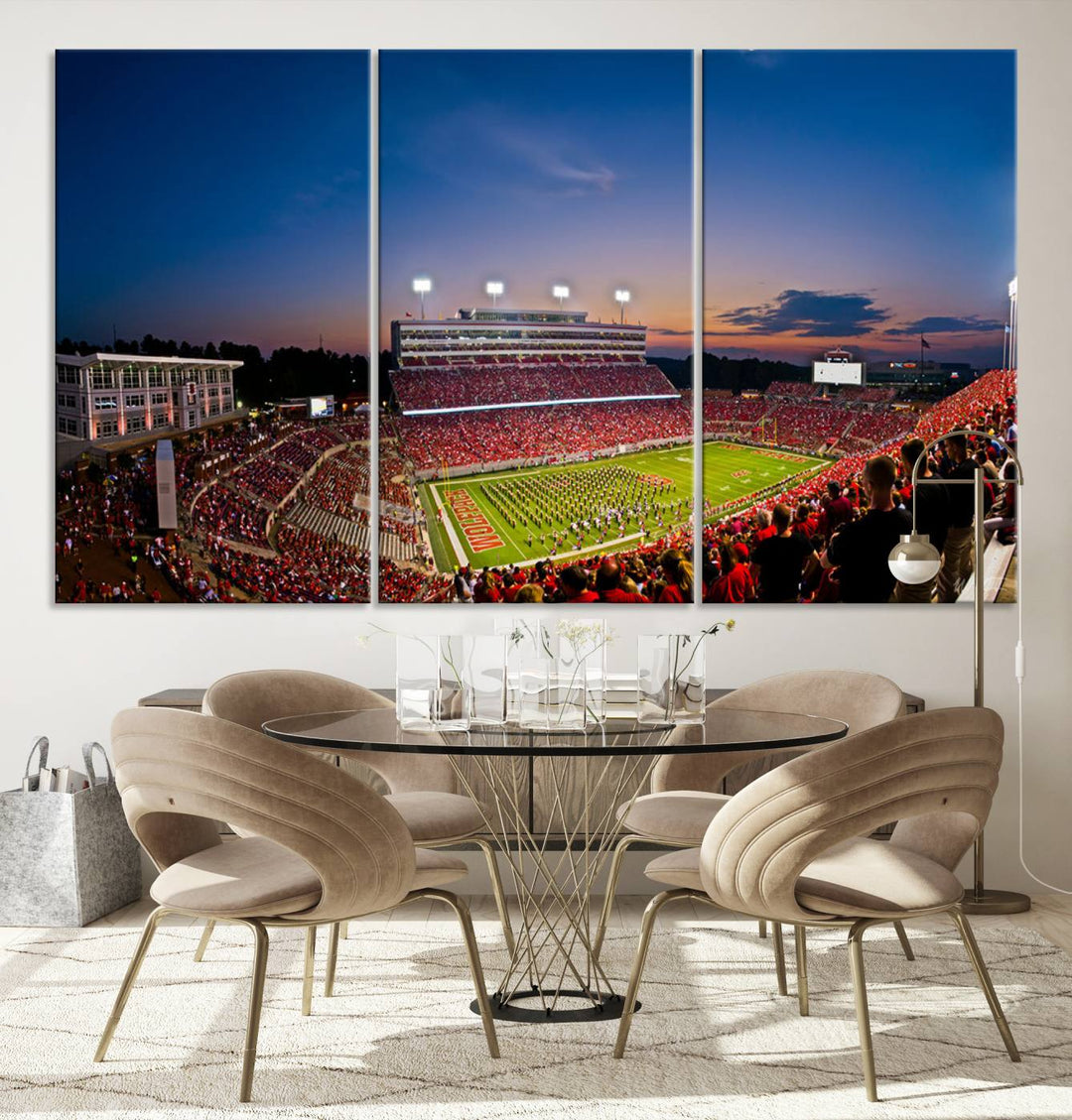 NC State Wolfpack Football Team Print - Raleigh Carter-Finley Stadium Wall Art Canvas Print