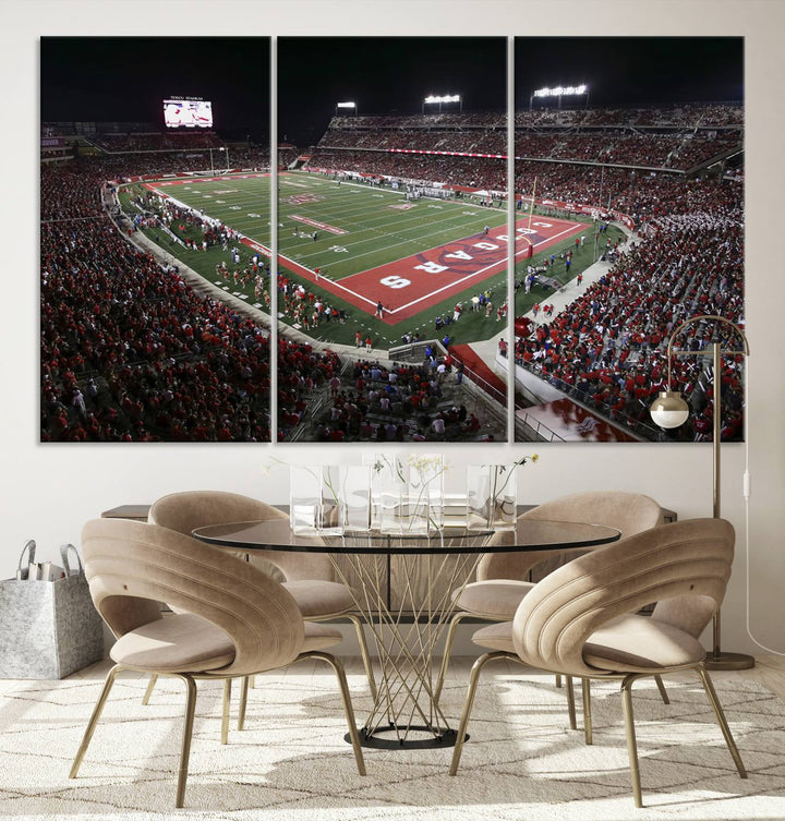 Houston Cougars Football Team Print - Houston TDECU Stadium Wall Art Canvas Print