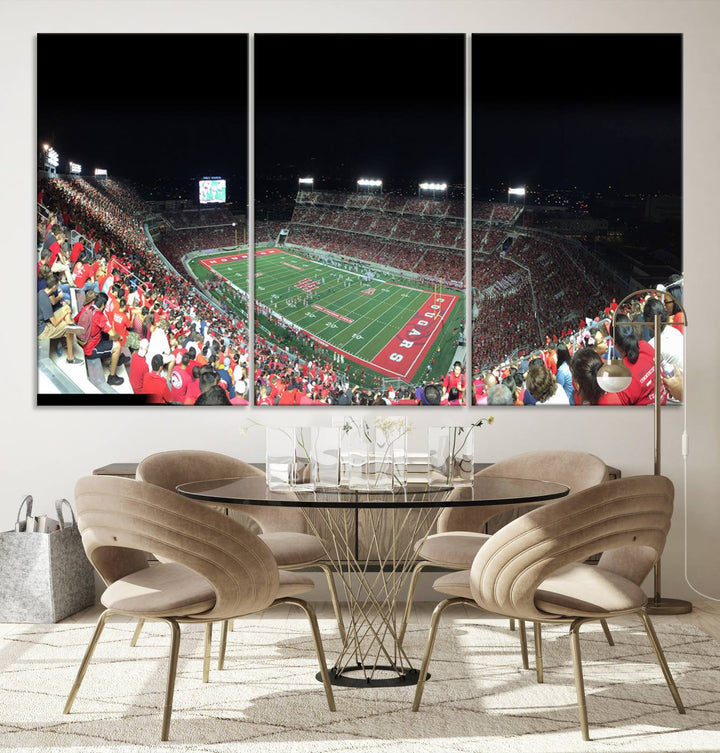 Houston Cougars Football Team Print - Houston TDECU Stadium Wall Art Canvas Print