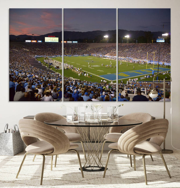 UCLA Bruins Football Team Print - Pasadena Rose Bowl Stadium Wall Art Canvas Print