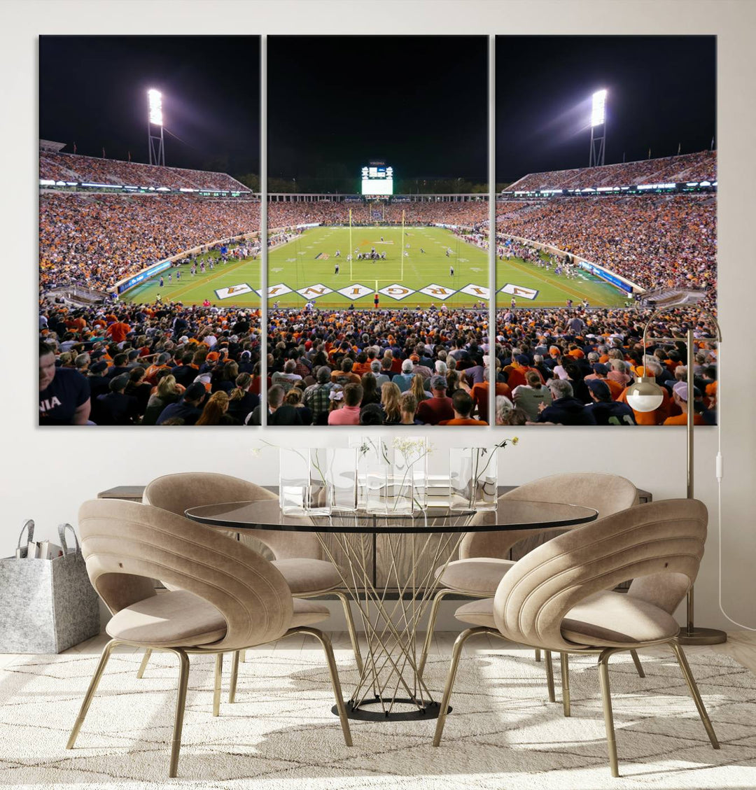 Virginia Cavaliers Football Team Print - Charlottesville Scott Stadium Wall Art Canvas Print