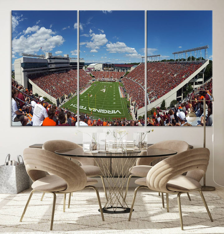 Virginia Tech Hokies Football Team Print - Blacksburg Lane Stadium Wall Art Canvas Print