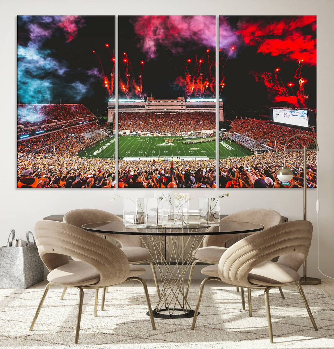 Virginia Tech Hokies Football Team Print - Blacksburg Lane Stadium Wall Art Canvas Print