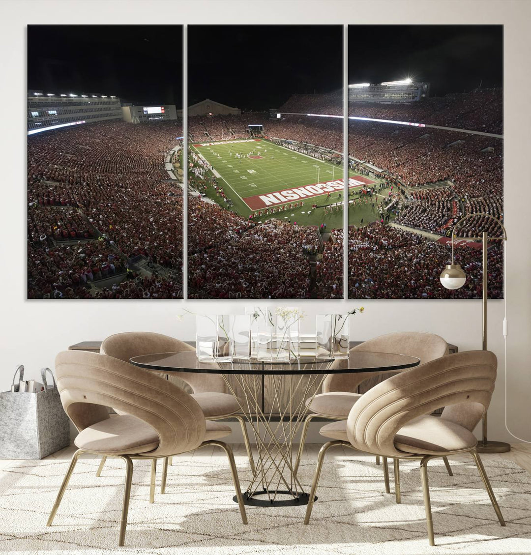 Wisconsin Badgers Football Team Print - Madison Camp Randall Stadium Wall Art Canvas Print