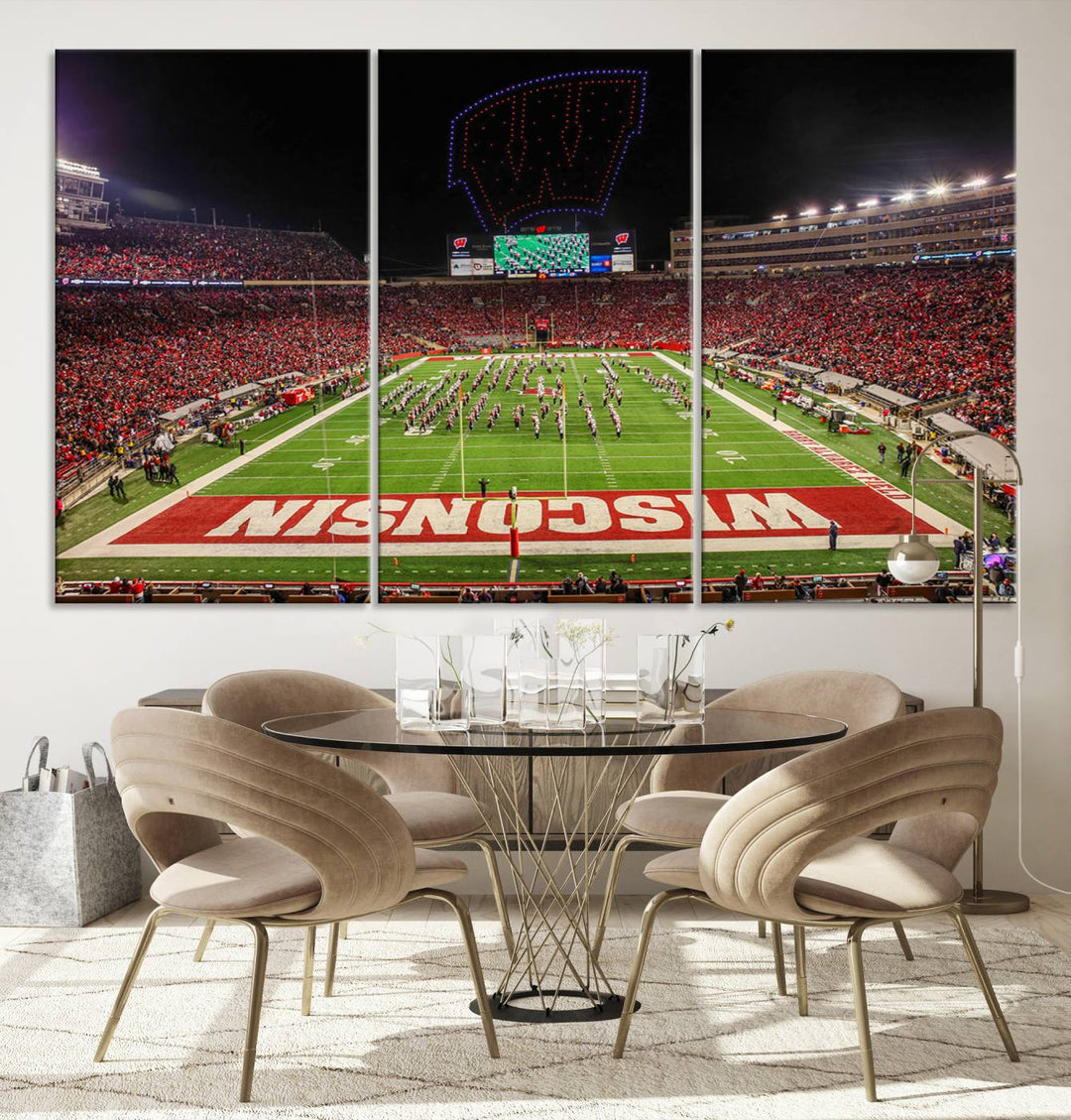 Wisconsin Badgers Football Team Print - Madison Camp Randall Stadium Wall Art Canvas Print