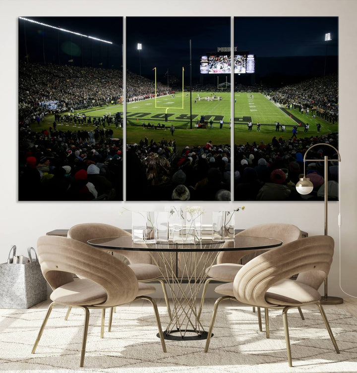 Purdue Boilermakers Football Team Print - West Lafayette Ross–Ade Stadium Wall Art Canvas Print