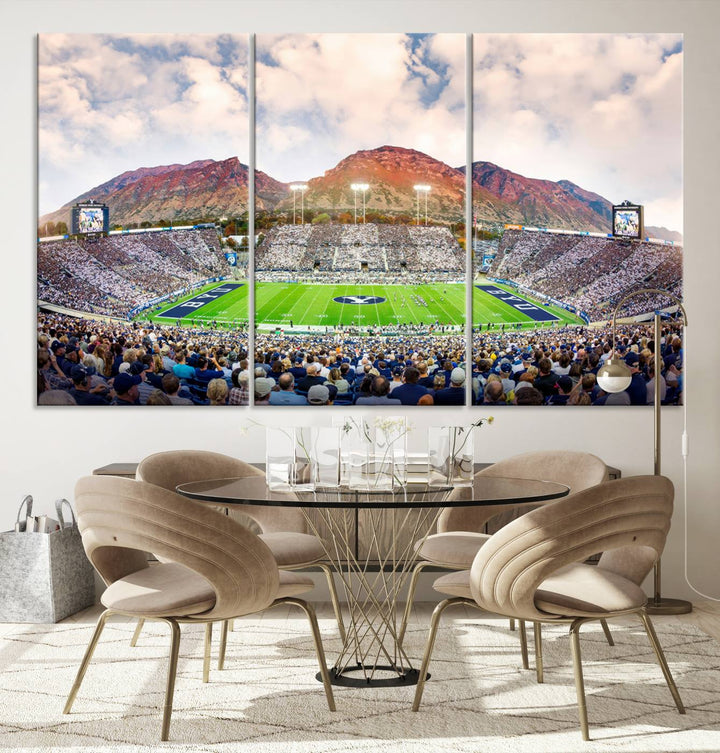 Brigham Young University Cougars Football Team Print - Provo LaVell Edwards Stadium Wall Art Canvas Print.