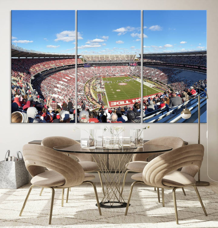 University of Alabama Crimson Tide Football Team Print - Tuscaloosa Bryant-Denny Stadium Wall Art Canvas Print