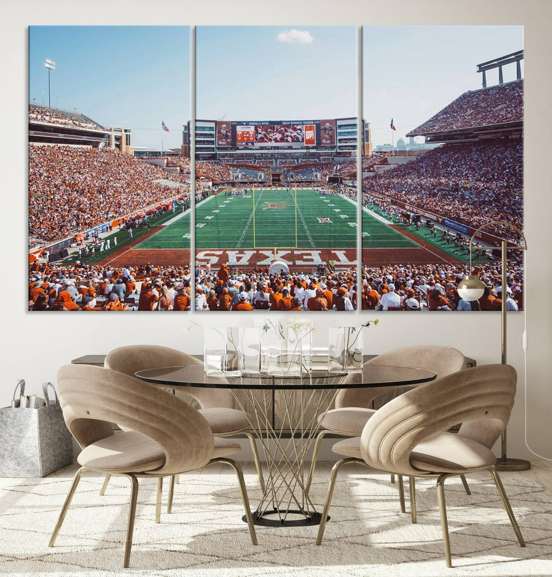 University of Texas Longhorns Football Team Print - Austin Darrell K Royal-Texas Memorial Stadium at Campbell-Williams Field Wall Art Canvas Print