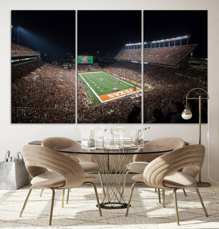 University of Texas Longhorns Football Team Print Austin Darrell K Royal Texas Memorial Stadium Wall Art Canvas Print