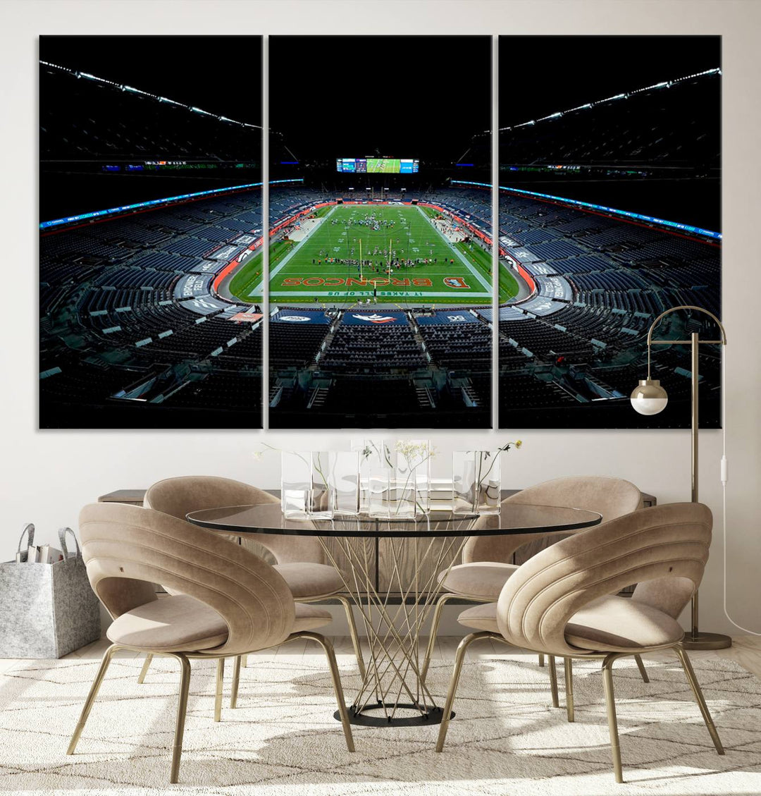 Denver Broncos Football Team Print - Denver Empower Field at Mile High Stadium Wall Art Canvas Print