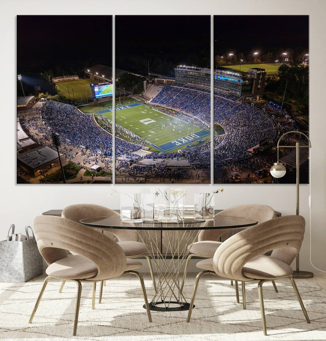 Duke University Blue Devils Football Team Print - Durham Wallace Wade Stadium Wall Art Canvas Print