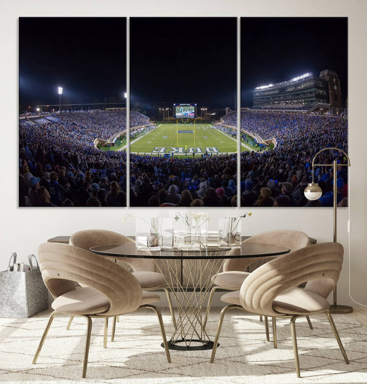 Duke University Blue Devils Football Team Print - Durham Wallace Wade Stadium Wall Art Canvas Print