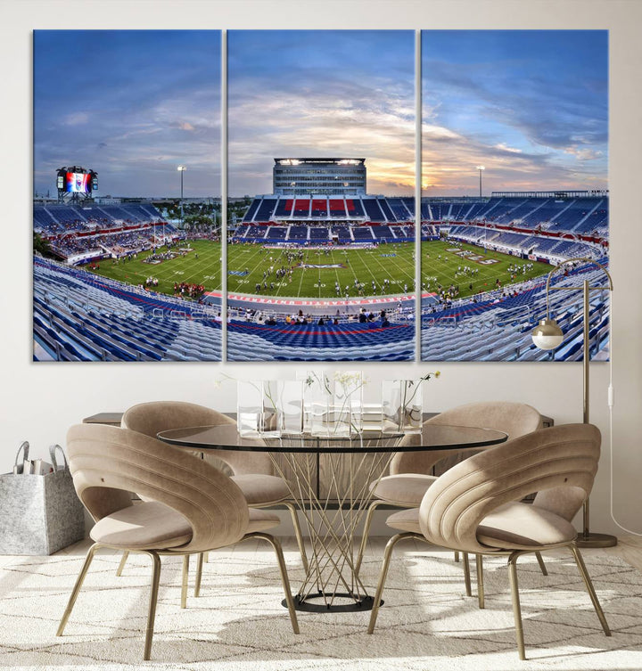 Florida Atlantic University Owls Football Team Print - Boca Raton FAU Stadium Wall Art Canvas Print