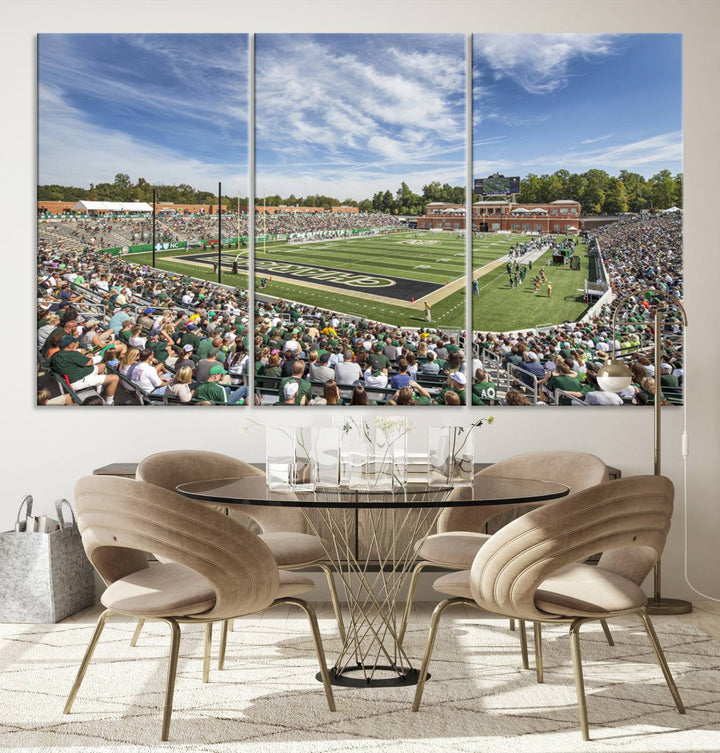 University of Charlotte 49ers Football Team Print - Charlotte Jerry Richardson Stadium Wall Art Canvas Print