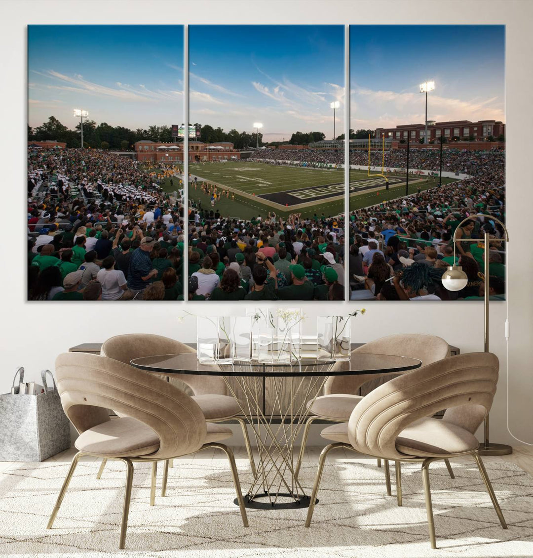 University of Charlotte 49ers Football Team Print - Charlotte Jerry Richardson Stadium Wall Art Canvas Print