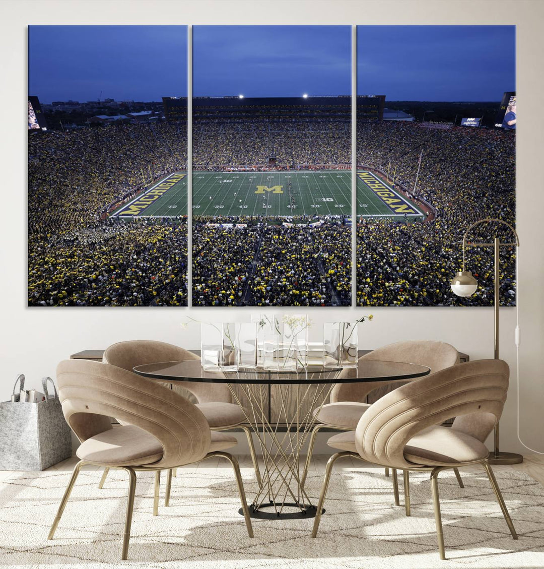 University of Michigan Wolverines Football Team Print - Ann Arbor Michigan Stadium Wall Art Canvas Print