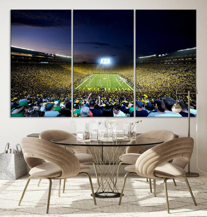 University of Michigan Wolverines Football Team Print - Ann Arbor Michigan Stadium Wall Art Canvas Print