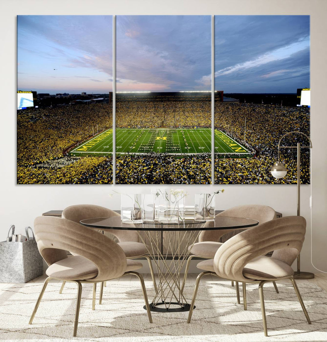 University of Michigan Wolverines Football Team Print - Ann Arbor Michigan Stadium Wall Art Canvas Print